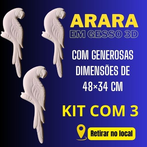 Colorir e aprender - arara gesso 3D grande KIT COM 3